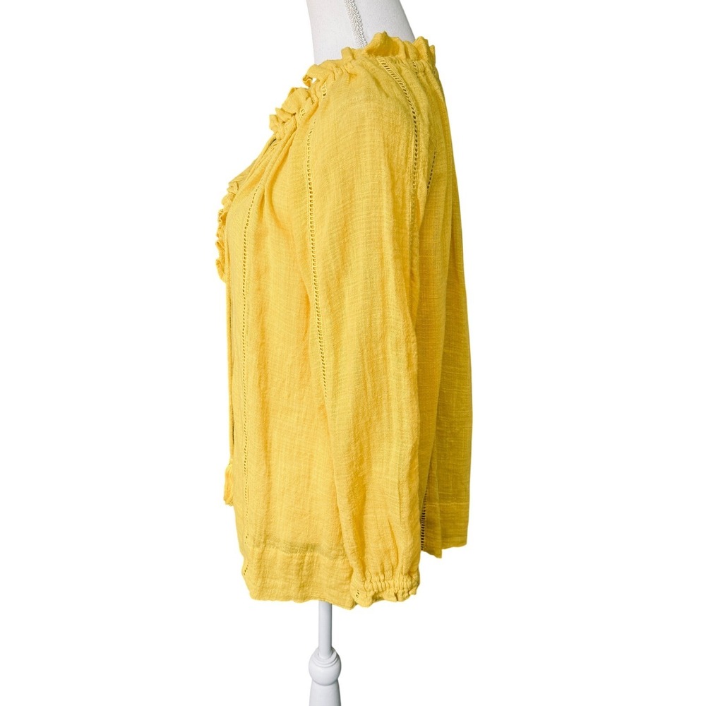 Sundance Golden Yellow Ruffle Tassel Peasant Blouse Size Small Boho Casual GUC - Picture 10 of 13